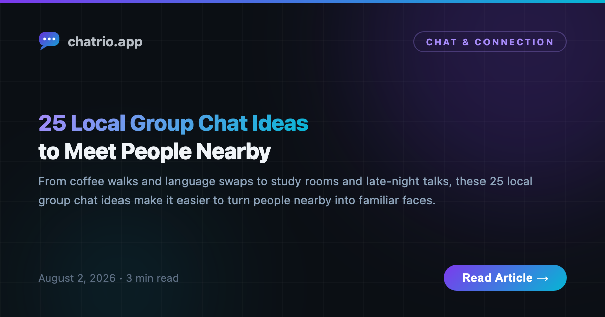 Five local group chat ideas bringing nearby adults together around shared interests